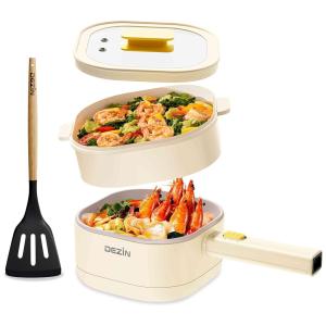 Panela Elétrica Multifuncional 2 Litros com Vaporizador e Controle de Potência Dupla, 110V 800W, Dezin, Branca