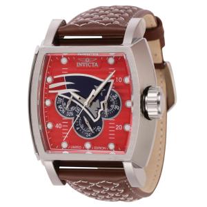 Relgio masculino NFL New England Patriots - 48 mm. Branco. Marrom 45084