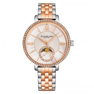 Relogio Horizon 4038 Classic 36mm, moldura ouro rosa, pulseira prata e ouro rosa, Stuhrling