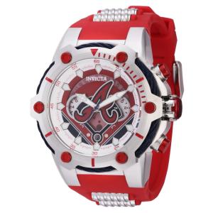Relgio masculino MLB Atlanta Braves - 51,5 mm. Ao. Vermelho 43484