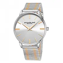 Relógio Masculino Stuhrling Preston 3998 Quartzo 42mm, Prata e Rosa