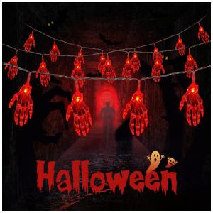Pisca Pisca Mão de Esqueleto 30 LEDS 4 Metros para Decoração de Halloween, Vermelho