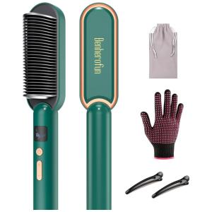 Escova Alisadora Seca e Modela com 3 Níveis de Temperatura, 110v, BENHEROFUN D26, Verde