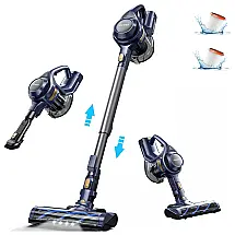 Aspirador de Pó Multifuncional sem Fio com Acessórios e Painel LED Ideal para Pets, 110v, VOWEEK VW VC08, Azul
