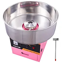 Máquina de Algodão Doce VEVOR Rosa 1000W Comercial Tigela Inox 6 Unidades/min 110V