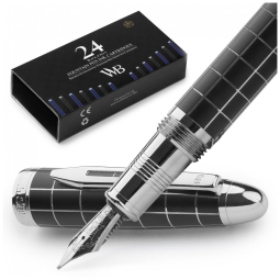 Caneta Tinteiro com Escrita Suave Ponta Média e Estojo, WORDSWORTH BLACK, Preto