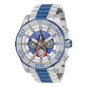 Relógio Masculino Marvel Capitão América, Invicta 33394, Prata e Azul