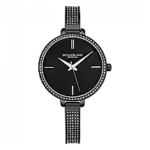 Relógio Stuhrling Pentai 36mm, Design Fashion, Mostrador Preto, Pulseira Aço Inoxidável Preta com Fivela