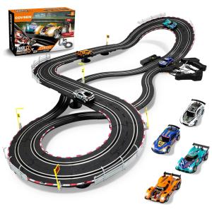 Pista de Corrida de Slot Car Divertida e Emocionante com 4 Carros e Pista Dupla para Crianças Acima de 3 Anos, Covsen, Colorida