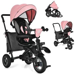 Triciclo Infantil para Passeio com Assento Ajustável 7 Estágios, Idade Recomendada 1 a 5 Anos, LDAILY, Rosa