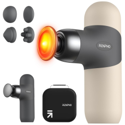 RENPHO Massageador Pistola Elétrico Profissional Sem Fio 4 Acessórios 5 Velocidades 3200 RPM