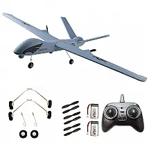 Avião de Controle Remoto Predator 2.4G Design 2CH, Idade Recomendada 14, PLRB TOYS, Cinza