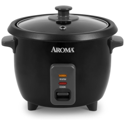 Panela de Arroz e Grãos Aroma Housewares 1,5L (ARC-363NGB), Preto, 6 Xícaras Cozidas / 3 Xícaras Crus, Ideal para Arroz e Grãos Diversos.