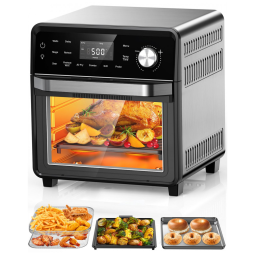 Forno Elétrico de Bancada 100 em 1, 14L com Função Air Fryer, Display LED, Porta de Vidro Duplo Isolado, 7 Funções, 110V 1500W, Nuwave