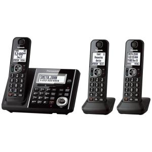 Telefone Fixo Sem Fio Panasonic KXTGF343B com 3 Aparelhos, Preto