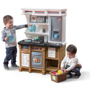 Cozinha Infantil, Brinquedo Interativo com Luzes e Sons, Plástico Durável, 20 Acessórios, Para Crianças a Partir de 2 Anos, Step2, Cor Areia