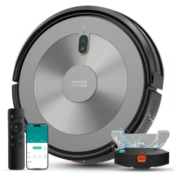 Robô Aspirador e Esfregão AZQQ Prata Escovado 3 em 1 com Sucção 5.000 Pa e Motor sem Escovas S2