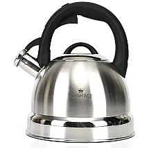 LUXGRACE Chaleira 2L com Apito e Cabo ergonômico, Aço Inoxidável, S P, Prateado