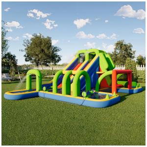 Parque Aquático Inflável Albott com Escorregador e Piscina, 5,8x3,86x2,35m, Diversão Completa para Crianças, 8 em 1, Resistente em Tecido