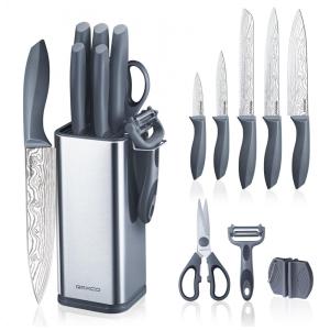 Conjunto de Facas em Aço Inoxidável com Bloco de Bancada, 10 Peças, RAXCO, Preto