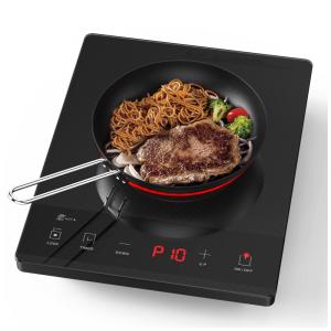 Cooktop Elétrico de Infravermelho Portátil de Vidro Cerâmico com Trava de Segurança para Crianças, Temporizasor de 24H e Controle Digital