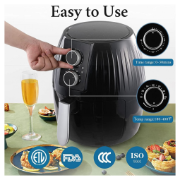 ONLY Fritadeira Elétrica AirFryer 5L Multifuncional com Desligamento Automático, 110v, IFAMILY, Preto