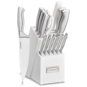 Conjunto de Facas com Lâminas em Aço Inoxidável, 15 Peças, Cuisinart, Branco Brilhante