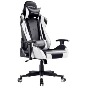 Cadeira Gamer, Reclinável, Giratório, Couro, 360 Graus, GTRACING, Branco