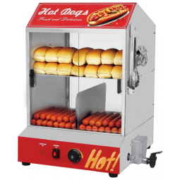 Máquina de Cachorro-Quente a Vapor, 30L, 2 Andares, Steamer Elétrico com Aquecedor de Pães, Controle de Temperatura Ajustável, Nessxa