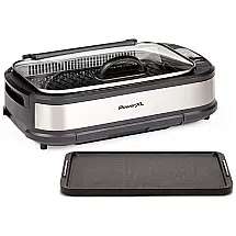 PowerXL Churrasqueira Elétrica Serve até 4 Pessoas com Chapa para Grelhar, 110V, Prata