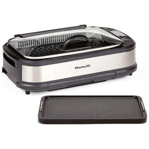 PowerXL Churrasqueira Elétrica Serve até 4 Pessoas com Chapa para Grelhar, 110V, Prata