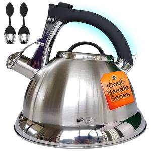 Chaleira de Chá 3L em Aço Inoxidável com Apito, PYKAL KIT WK 001, Prateado