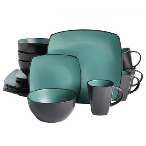 Aparelho de Jantar com 16 Peças em Cerâmica, Serve 4 Pessoas, Gibson Elite Soho, Verde