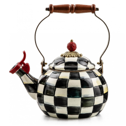 Chaleira de Chá Esmaltada 2 Litros, MacKenzie Childs, Preta e Branca