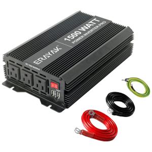 Inversor de Potência Automotivo Profissional 3000W, com 3 tomadas e Portas USB 3.1 Duplo, ERAYAK 8102U, Preto