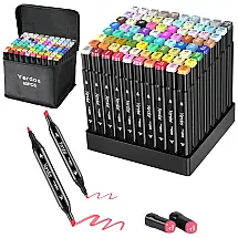 Conjunto de Canetas Artisticas á Base de Álcool 80 Cores para Adolecentes, Yerdos, Preto