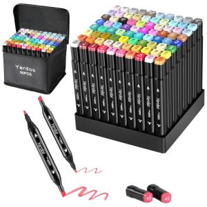 Conjunto de Canetas Artisticas á Base de Álcool 80 Cores para Adolecentes, Yerdos, Preto