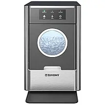 Máquina de Gelo até 14 kg em 24H Portátil com Colher, Cesta de Gelo e Luz LED, 110V, EUHOMY, Prata