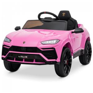Carro, Carrinho Elétrico Infantil a Bateria 12V 1 Assento com Luz LED e Suspensão de Mola, KIDZONE, Rosa