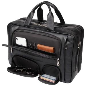Bolsa, Maleta de Couro Masculina para Laptop, YOGCI SB 02, Preto