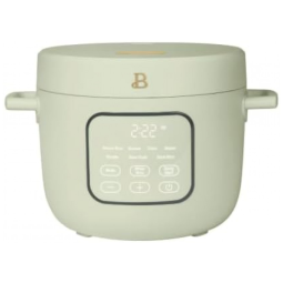 Panela elétrica de arroz e grãos Beautiful 2,6L verde com revestimento cerâmico, 8 programas, bandeja de vapor, 500W, 110V