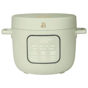 Panela elétrica de arroz e grãos Beautiful 2,6L verde com revestimento cerâmico, 8 programas, bandeja de vapor, 500W, 110V