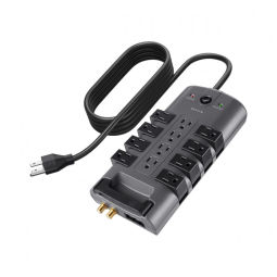 Protetor Contra Picos de Energia e Raios 4320 Watts com 12 Portas CA Giratórias, 110v, BELKIN BP11223008, Preto