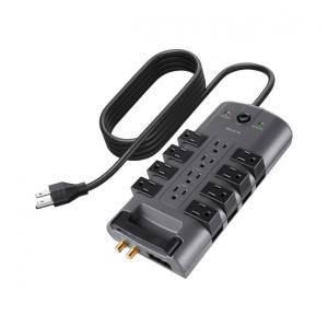 Protetor Contra Picos de Energia e Raios 4320 Watts com 12 Portas CA Giratórias, 110v, BELKIN BP11223008, Preto