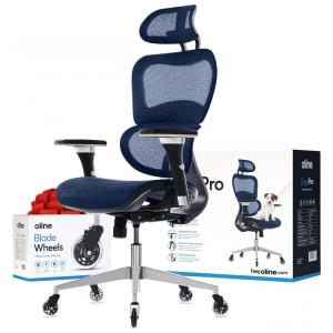 Cadeira de Escritório Ergonômica Giratória e Ajustável com Apoio 3D, OLINE ErgoPro, Azul