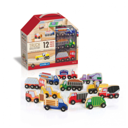 Conjunto de caminhões de madeira Guidecraft com 12 veículos educativos