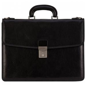 Bolsa Maleta de Couro Masculina para Laptop, TIME RESISTANCE, Preto