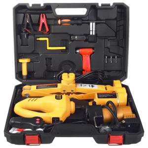 Macaco Elétrico Automotivo Hidráulico com Luz de LED, Suporta até 3 Toneladas, TRIHELPER, Amarelo