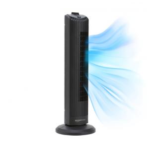 Ventilador de Torre Oscilante com 3 Velocidades e Controle Mecânico, 110V, Amz , Preto