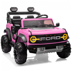Carrinho Elétrico Infantil Ford Bronco Raptor 24V 2 Lugares Controle Remoto, Suspensão 4x4, Luzes Led, Bluetooth, Rosa,First Ride On